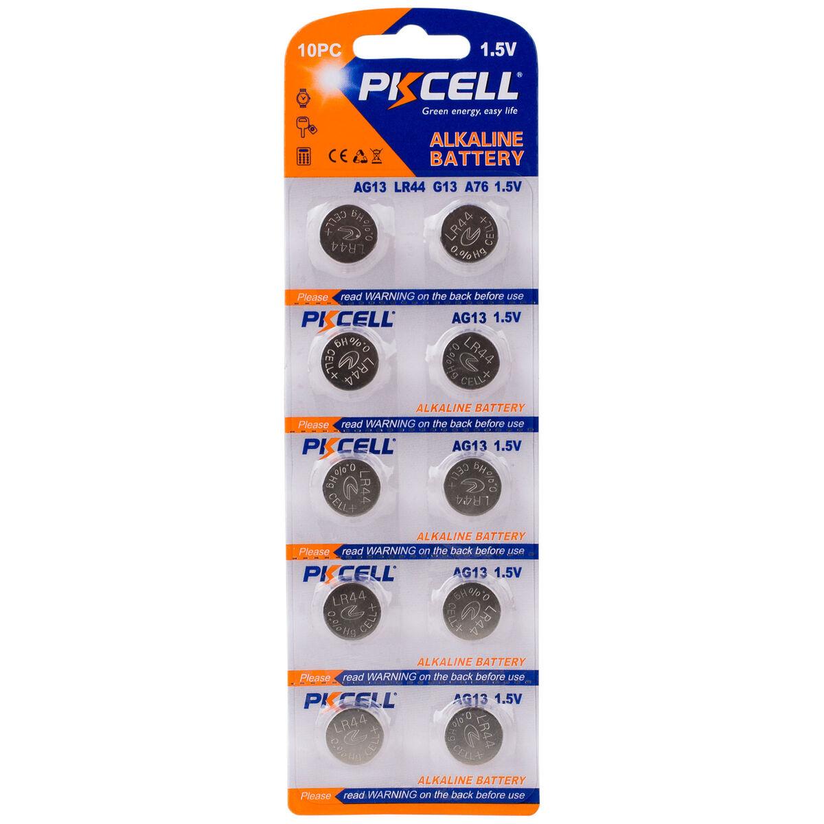 PKCELL 10 Pack AG13 A76 LR44 Button Cell